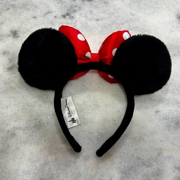 Authentic Disney Parks Minnie Mouse Classic Black Red Bow Ears Headband - Picture 2 of 2